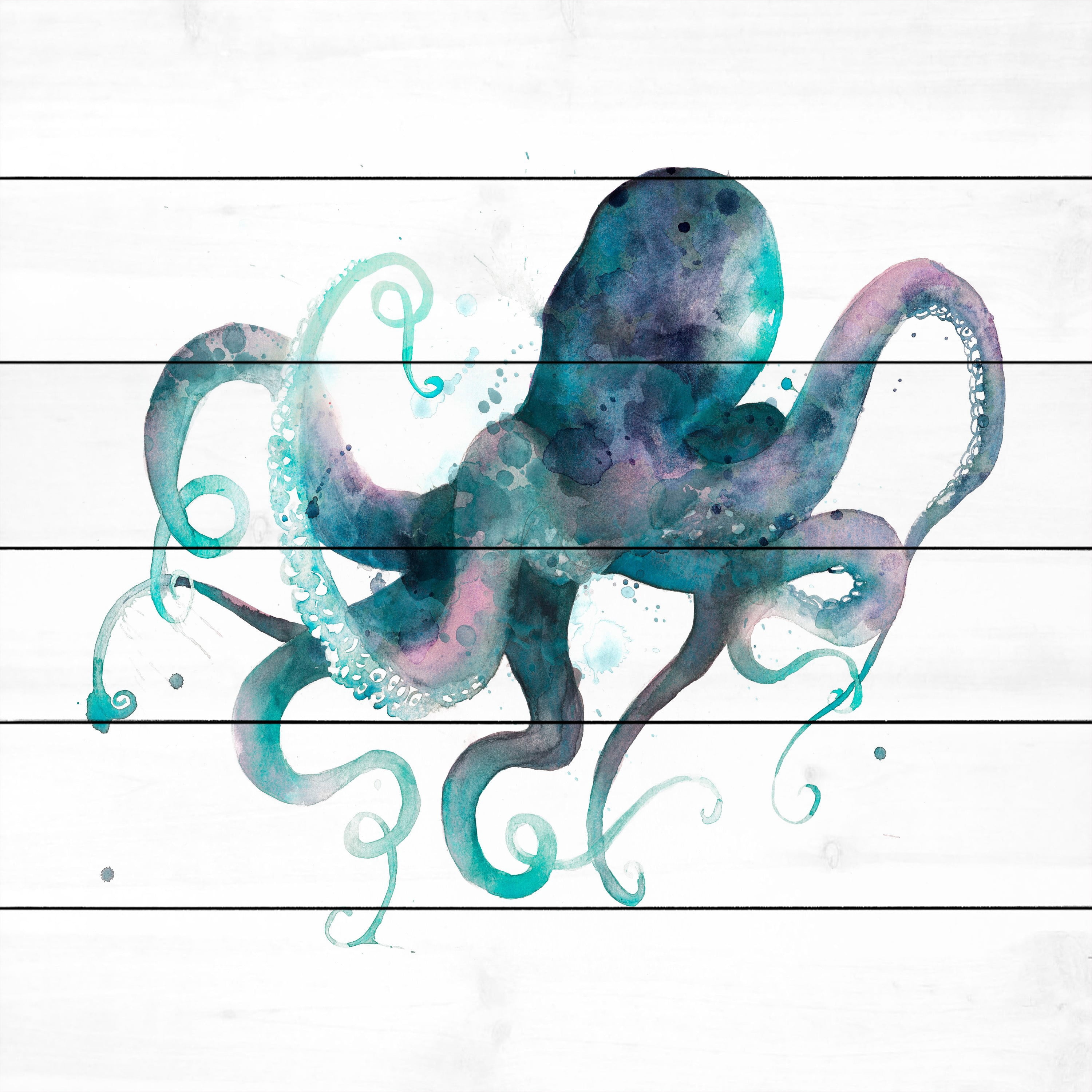 Marmont Hill "Tentacles II" Painting Print on White Wood