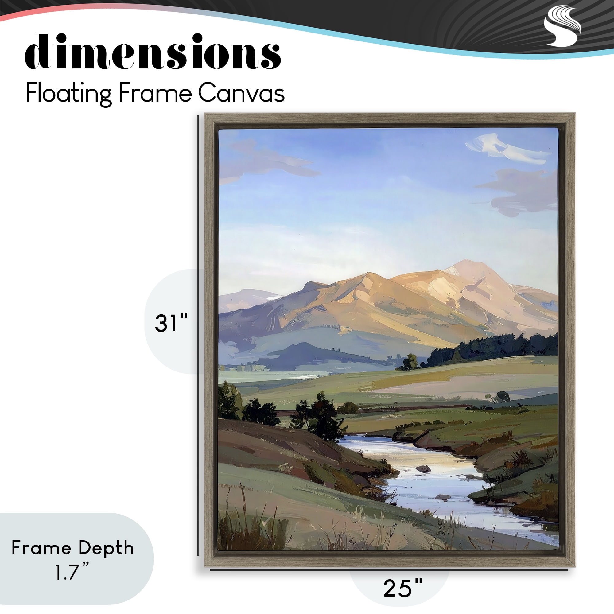 Stupell Industries Across The Valley River Brown Framed Floater Canvas Wall Art, design by Alonza Saunders