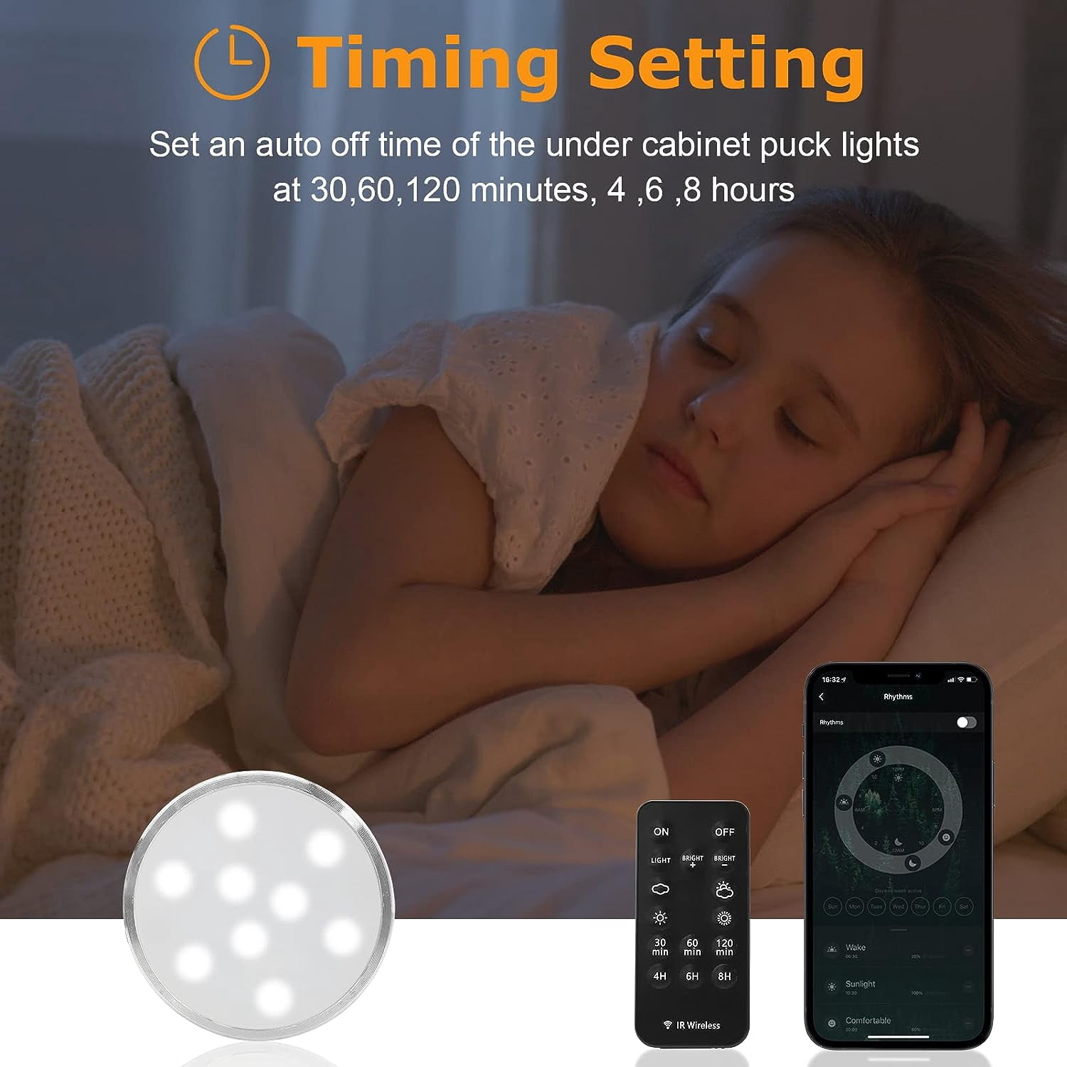 Linkable LED Puck Lights, 12V Dimmable Under Cabinet LED Lighting, Plug in or Hardwired Closet Lights (12 Lights)