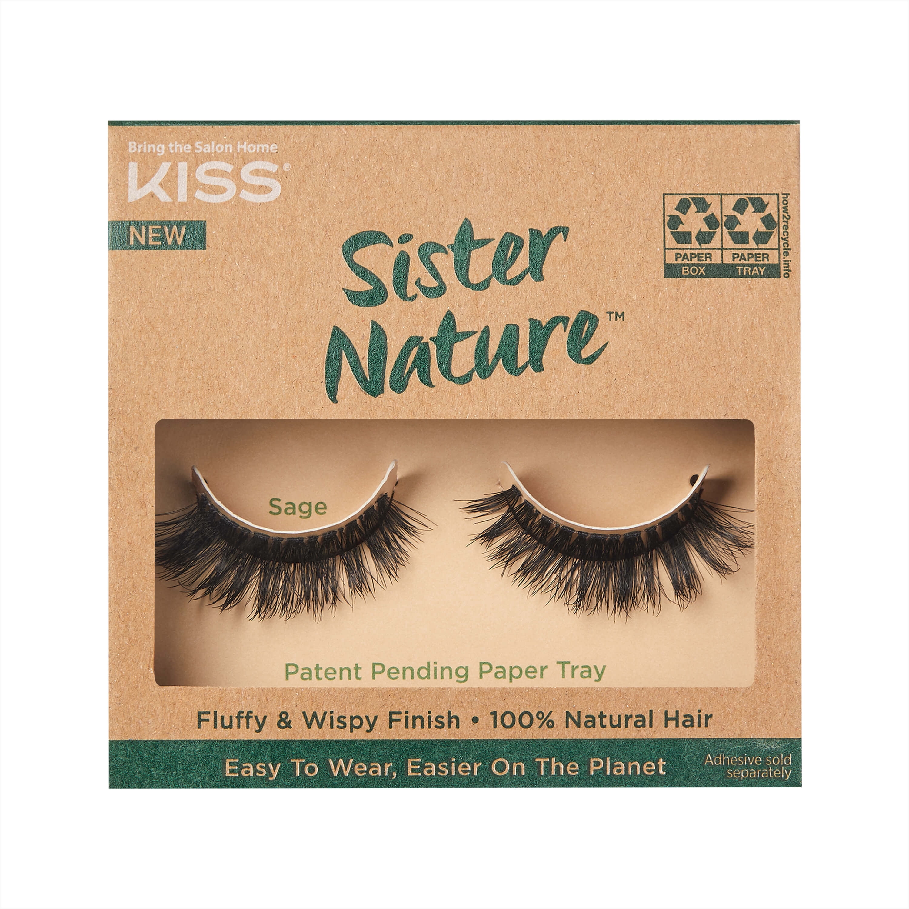 Kiss Sister Nature False Eyelashes, 'Sage', 100% Human Hair, 1 Pair Strip Lashes