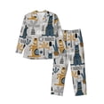 thumbnail image 1 of Fotbe Llama and Cactus1 Pijama de Hombre con Estampado de Manga Larga, Conjunto de 2 Piezas, Ropa de Dormir Suave y Cómoda con Bolsillos-X-Large, 1 of 7