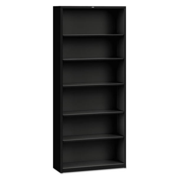 HON HS82ABC.P 34.5 in. x 12.63 in. x 81.13 in. 6-Shelf Metal Bookcase - Black