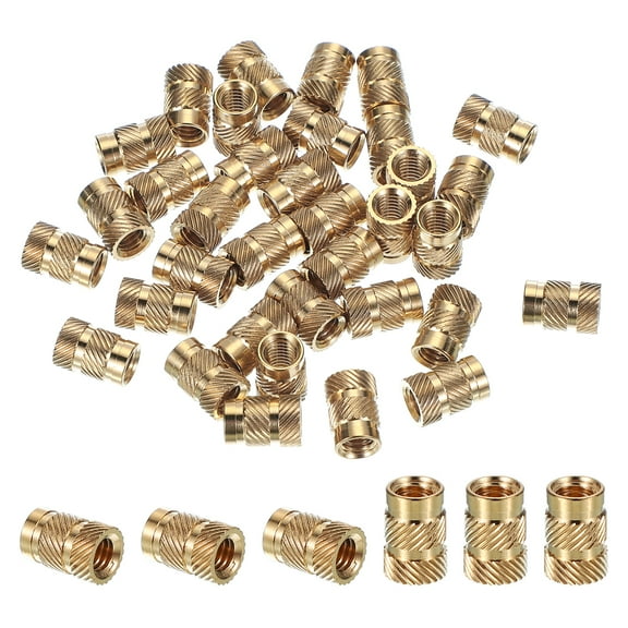 M6x12.7x8.7 mm Brass Threaded Insert, Metric knurled Nuts Heat Set Insert for Plastic & 3D Printing Components, 100 Pcs