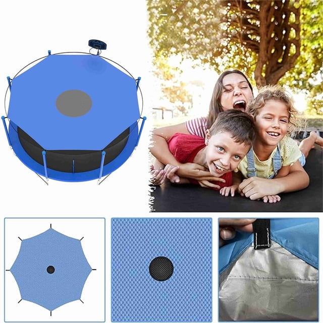 Trampoline Sun Shade Cover 1PC,Weather-Resistant Protective CanopyHeavy-Duty Fabric Blocks Rays Extends Equipment Life Outdoor Recreation(Blue)