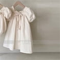 thumbnail image 5 of Robes version Coréenne de Nouvelle Robe d'Été Robe à Manches Bouffantes avec Nœud floral Doux Col Carré FJH, 5 of 5