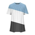 thumbnail image 4 of Annhoo Womens Plus Size Clothes Oversized Short Sleeve Color Block Tshirts Crew Neck Dressy Casual Blouse Summer Tops, 4 of 5