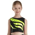 thumbnail image 3 of inhzoy Kids Girls Gymnastic Crop Top Shiny Metallic Sleeveless Dance Tank Shirts Activewear,Sizes 6-16 Fluorescent Green 14, 3 of 7