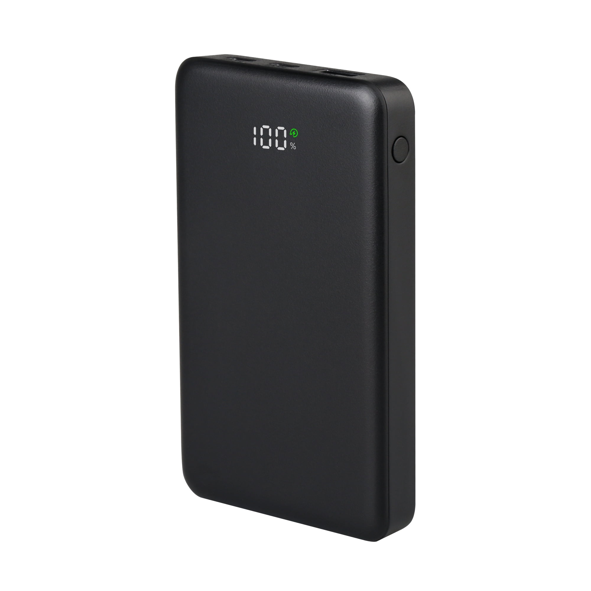 onn 10,000 mAh Portable Power Bank with Fast Charging Output (20W), Dual USB-C ports, USB port, LED Digital Display, Black - Compatible with iPhone, iPad, AirPods, Samsung Galaxy, Note, Pixel & More