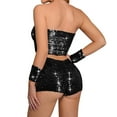 thumbnail image 4 of Jalioing 2 Piece Sequin Outfits for Women Sleeveless Crop Wrap Top with Sparkly Short Pant Fashion Womens Set (Medium, Black), 4 of 4