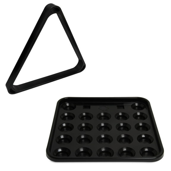 Bundle of 2 items: OKKO Snooker Table Deluxe Heavy-Duty Plastic Triangle Rack & OKKO Plastic Billiard Ball Tray for 2 1/16” Snooker Balls