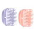 thumbnail image 2 of Cepillo de champú con masaje para el cuero cabelludo, limpieza profunda para todo tipo de cabello, formato compacto premium. Rosa y morado, 2 of 8