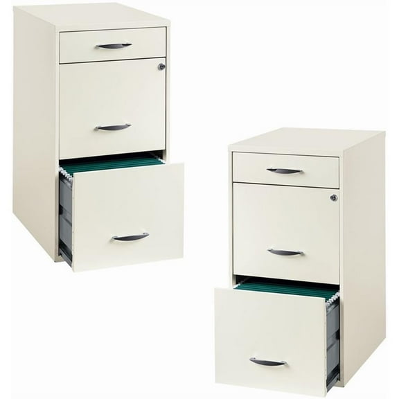 Value Pack (Set of 2) 3 Drawer Steel File Cabinet in White