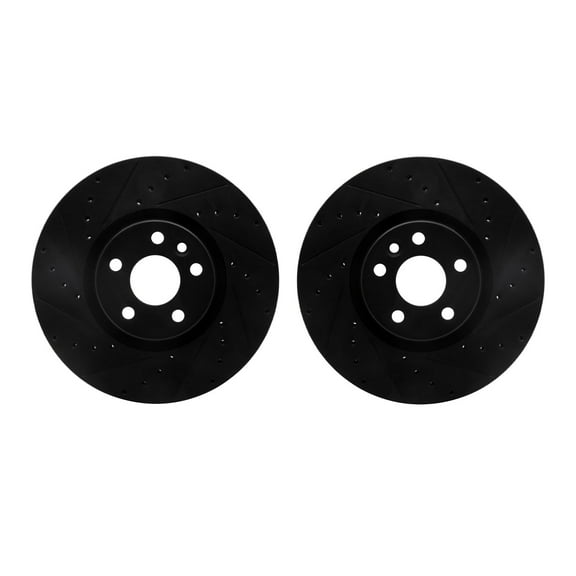 Dynamic Friction Company Front Brake Rotors-Drilled and Slotted-Black 8002-27027