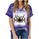 thumbnail image 2 of Fiudx Ofertas de La Semana Camiseta Holgada Estampada con Cuello En V y Manga Corta para Mujer, 2 of 5