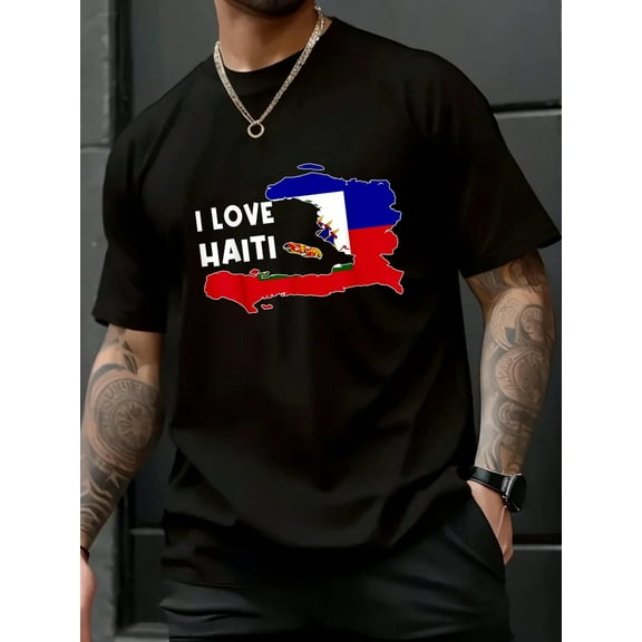 I Love Haiti I Heart Haiti Map Flag Proud Haitian Daddy Mama T-Shirt - 100% Cotton Graphic Tees Men, Summer Clothes