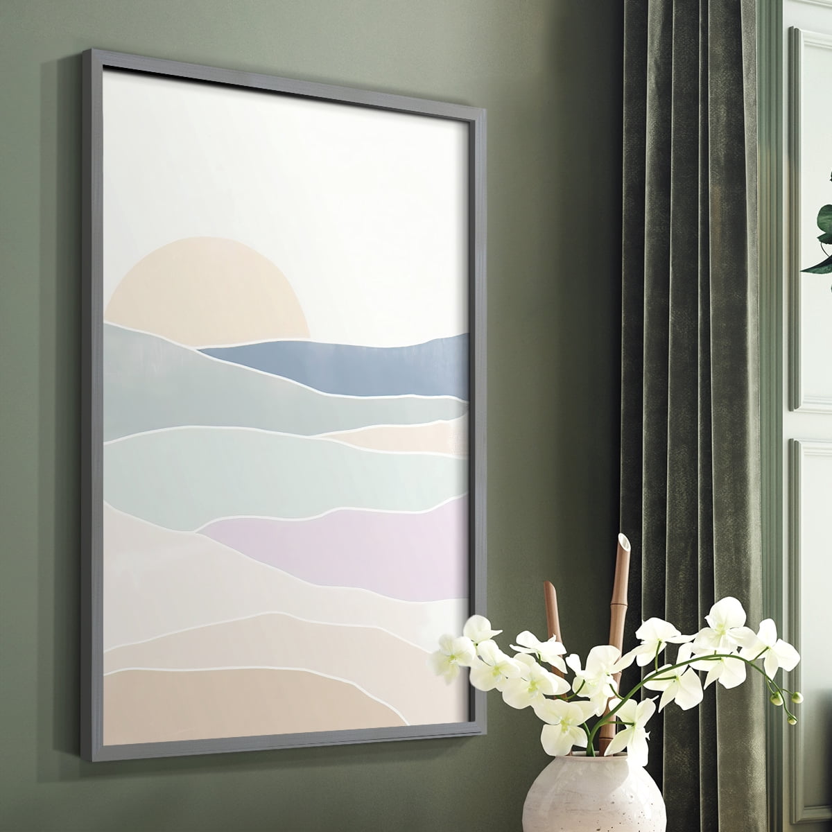 Wave Tableau I Framed Print in Gray Solid Wood 11 x 14 Framed Print
