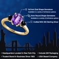 thumbnail image 2 of Gem Stone King 18K Yellow Gold Plated Silver Purple Amethyst and Black Diamond Engagement Ring for Women | 2.04 Cttw | Oval Checkerboard 9X7MM | Gemstone February Birthstone | Size 6, 2 of 6