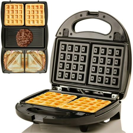OVENTE 3 in 1 Electric Sandwich Maker, Panini Press Grill, Non-Stick Plates, Black GPI302B