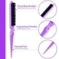 thumbnail image 3 of 6 Pieces Teasing Hair Brush Set Includes Dual Edge Brush, Rat Tail Combs and Comb Bristle Hair Brush Hairline Brush with Stainless Steel Long Tail Soft Glossy Teasing Brush for Hair Stylist, 3 of 3