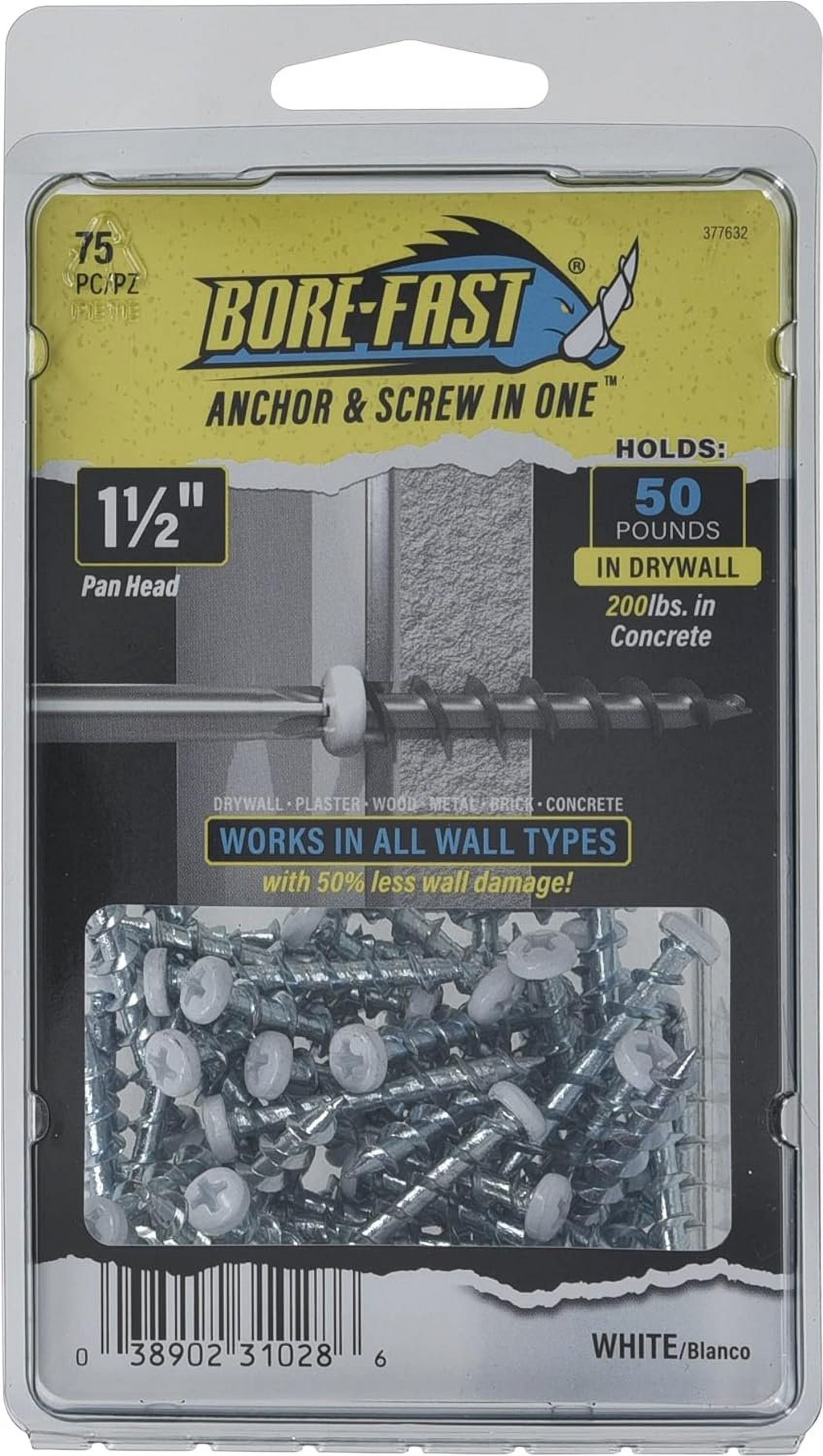 Hillman 377632 Borefast Drywall Anchors, White