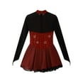 thumbnail image 5 of TiaoBug Kids Girls  Figure Ice Skating Ballet Dance Dress Rhinestones Dancewear Gymnastics Leotard Burgundy 8, 5 of 7