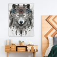 thumbnail image 2 of COMIO  Totem Wolf Tapestry Tribe Style Wall Tapestries Wild Animal Hanging Blanket with Thick Flannelette Black and White 30x40 Inch, 2 of 7