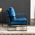 thumbnail image 5 of Dtwnek Mid Century Modern Accent Chair with Metal Frame, Velvet Upholstery Armchair for Living Room, Bedroom, Home, Office, Blue, 5 of 6
