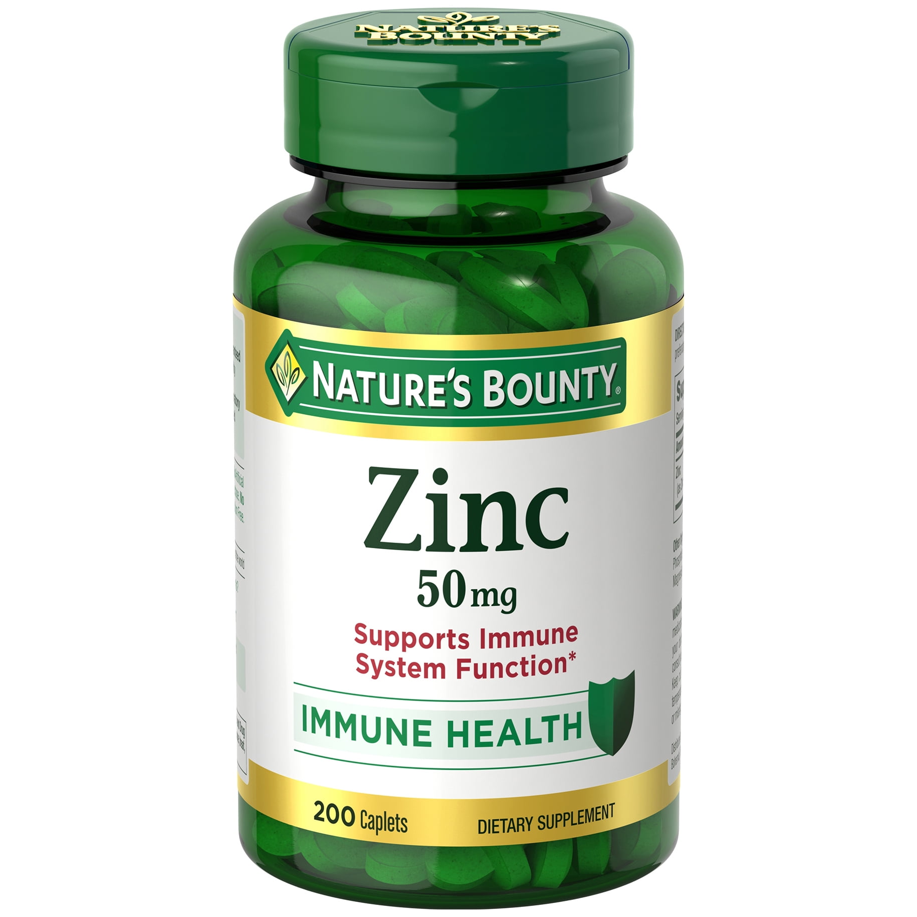 Nature's Bounty Zinc 50 mg, Supports Immune System Caplets, 200 Ct