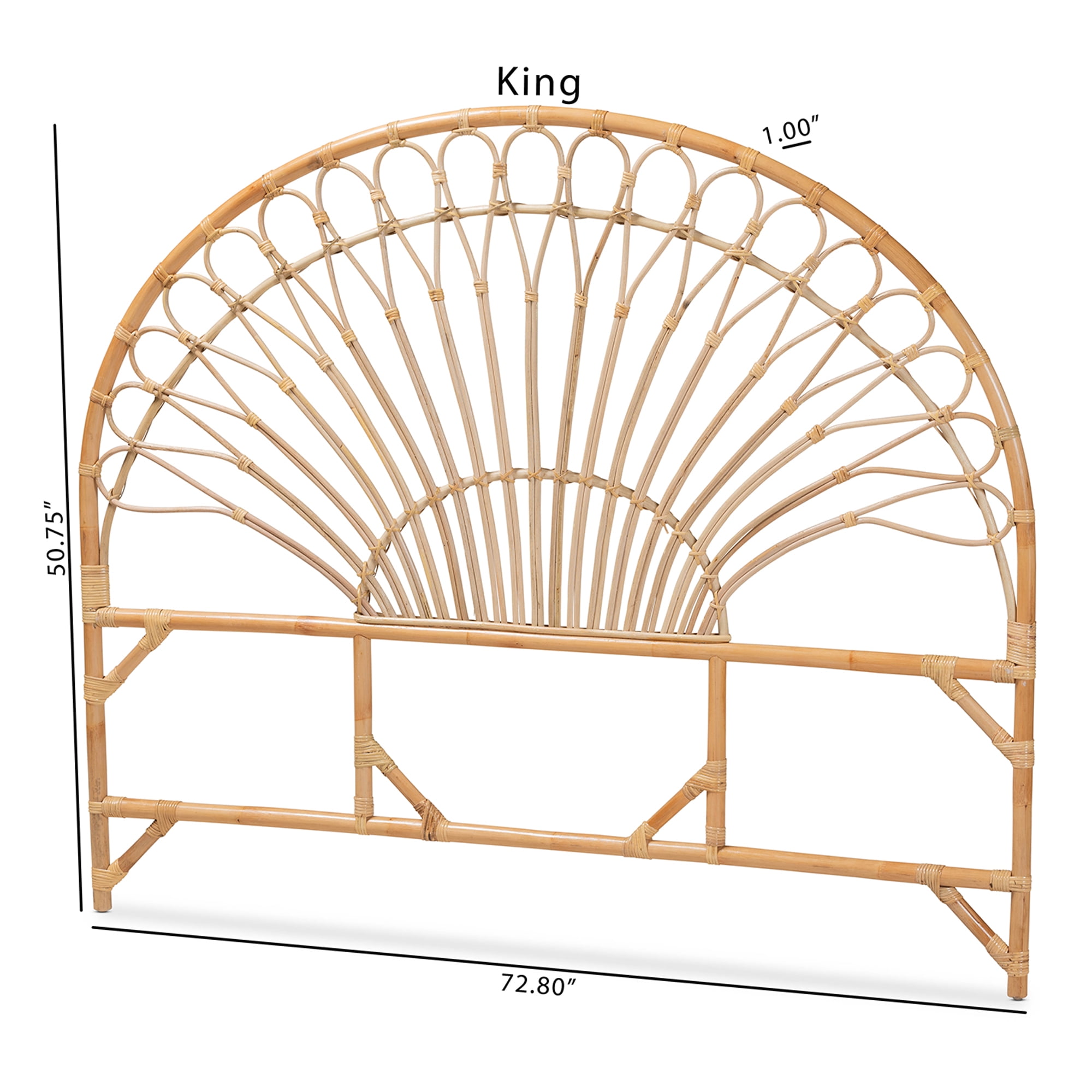 bali & pari Devereaux Modern Bohemian Natural Brown Rattan Queen Size Standalone Headboard