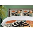 thumbnail image 4 of Ambesonne Monstera Duvet Cover Set, Boho Mid Century Sun Leaf, Queen, Cinnamon Black Beige, 4 of 6