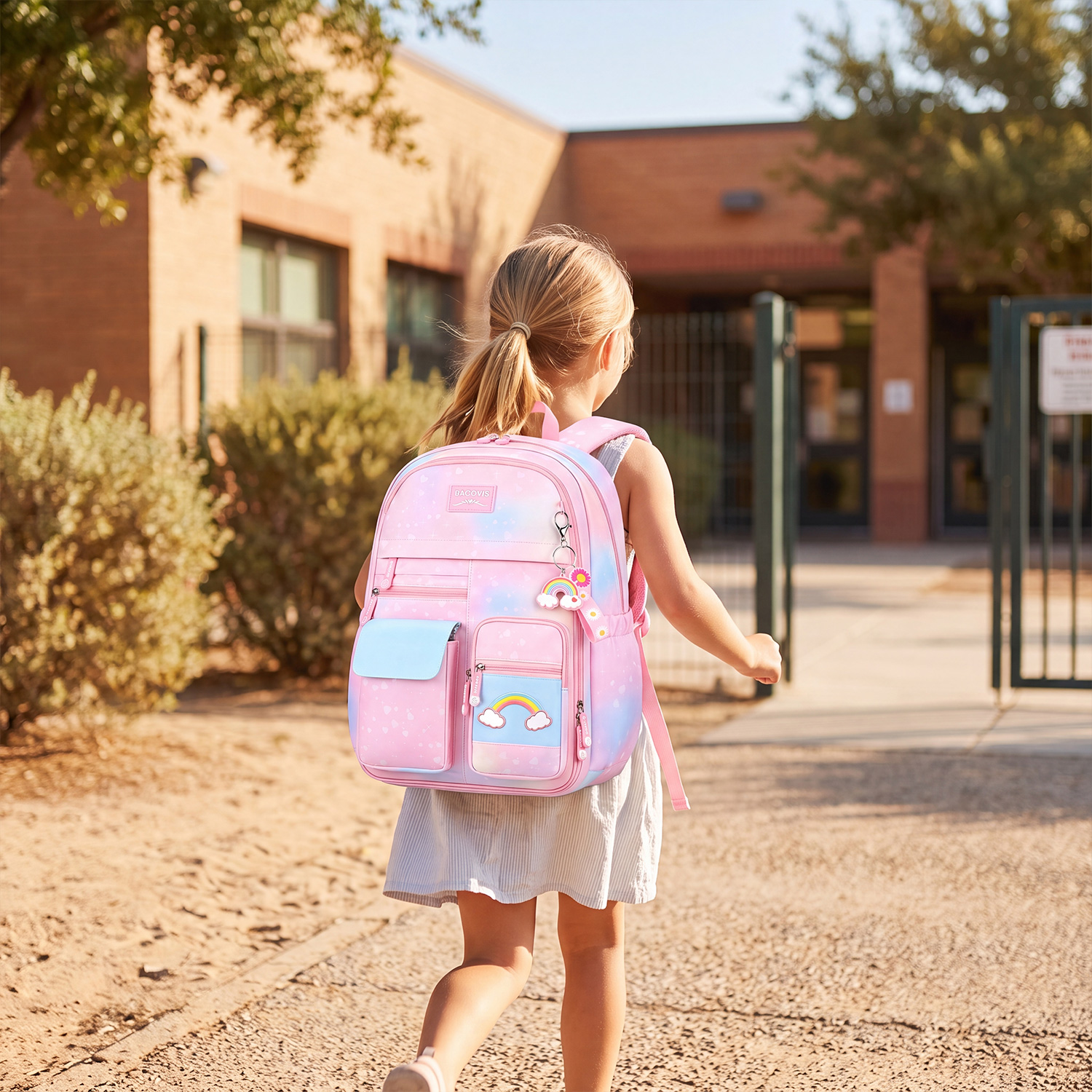 Mochila de 17" para niñas, grande, para niños, para escuela, con tela duradera y resistente al agua, para primaria, secundaria y preparatoria 5