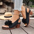 thumbnail image 4 of EKVAHL Orthopedic Block Heel Sandals for Women, Slingback Floral Decor Slip On Dress Shoes, Hollow Cut Party Wedding Daily Sandals Black, 4 of 5