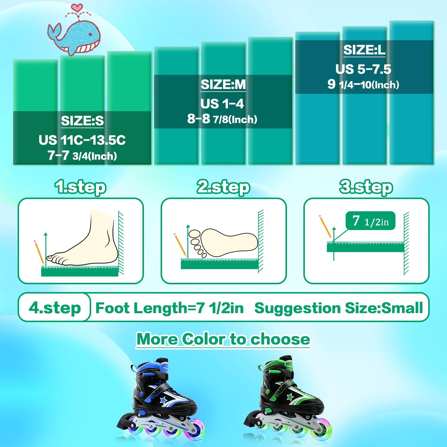 JZY Youth Inline Skates with 8 Glowing Light-Up Wheels,Durable Aluminum Frame for Beginners,For Boys & Girls Ages 5-12,For Indoor and Outdoor Skating