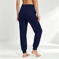 thumbnail image 6 of Women's Fleece Sweatpants Winter High Waisted Joggers Athletic Pants Casual Fall Drawstring Trousers with Pockets,Navy M, 6 of 8