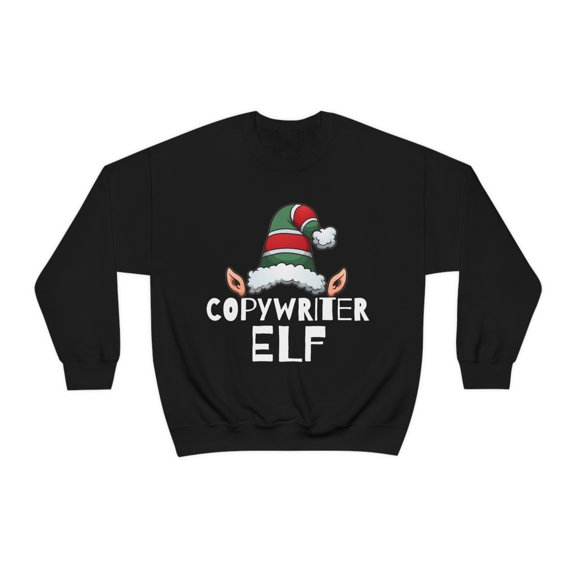 Copywriter Elf Christmas Unisex Sweatshirt, S-2XL Holidays Xmas Elves