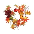 thumbnail image 2 of geerera Harvest Pumpkin & Maple Leaf Wreath, Rustic Fall Floral Candle Ring with Berries, Farmhouse Tabletop Decor for Thanksgiving & Autumn Home, 13", 2 of 7