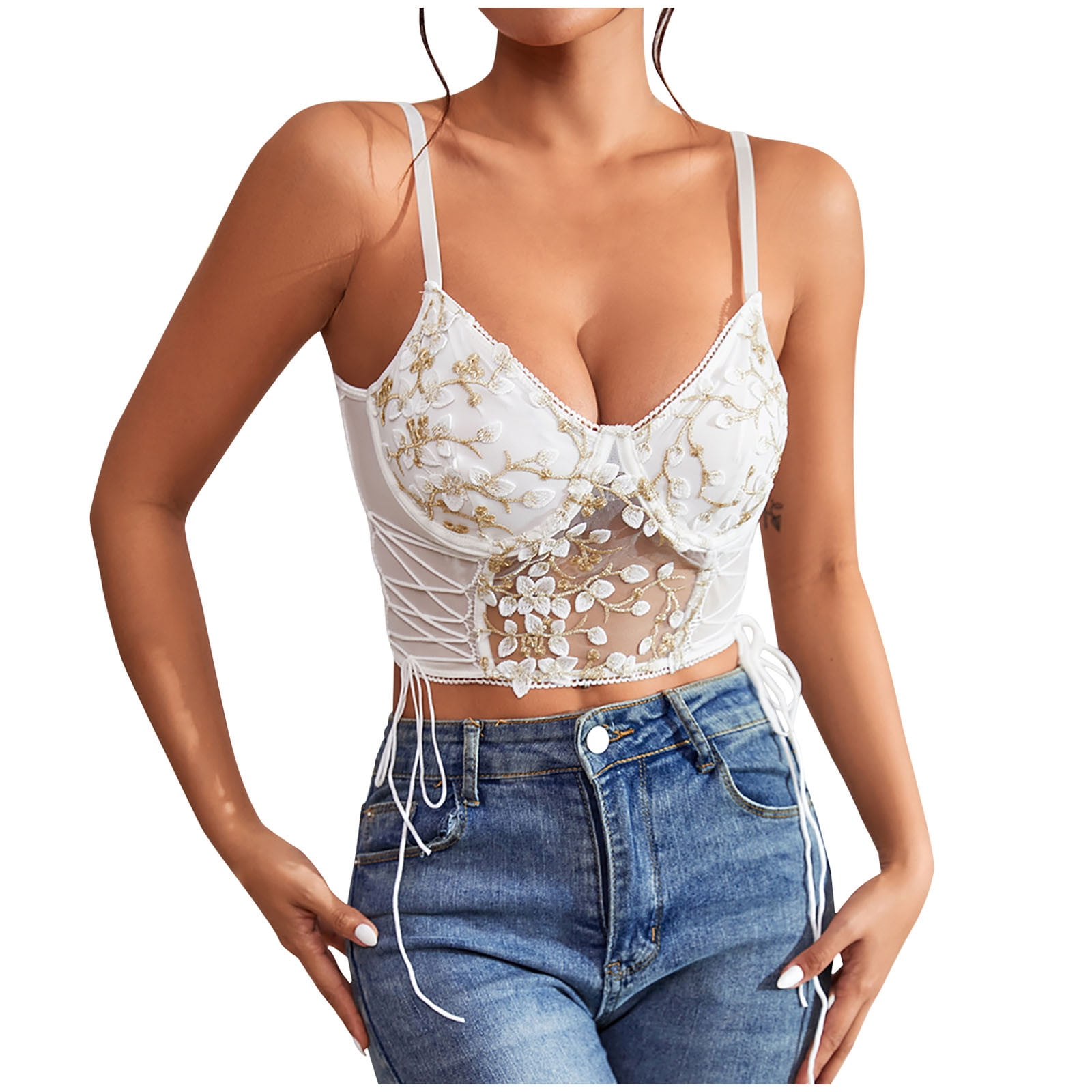 1400 lace bustier corset bralette canisole crop floral royal embroidery lace  ulzzang korean vintage retro tank top crop, Women's Fashion, Tops,  Sleeveless on Carousell
