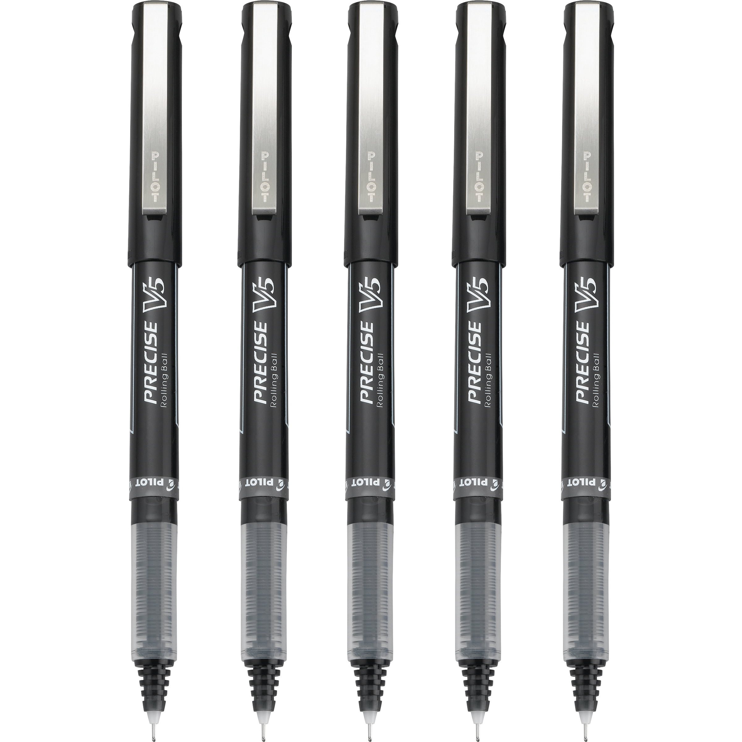 Pilot Precise V5 Premium Rolling Ball Stick Pens, Extra Fine Point, Black Ink, 4 Count with Bonus