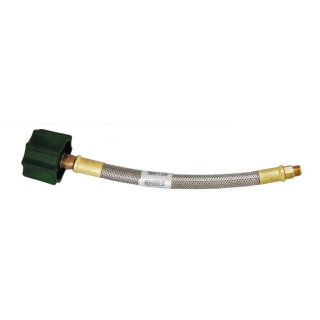 Marshall Excelsior Propane Hose MER425SS-15P For Connecting Propane Cylinders To The Propane Regulator; With Thermal Protection; 15 Inch Length; Braided Stainless Steel And Brass; Packaged