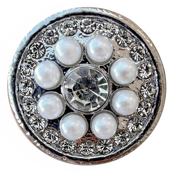 Pearled Rhinestone Snap Jewelry Ginger Charm Button, For Interchangeable DIY Customizable Accessories