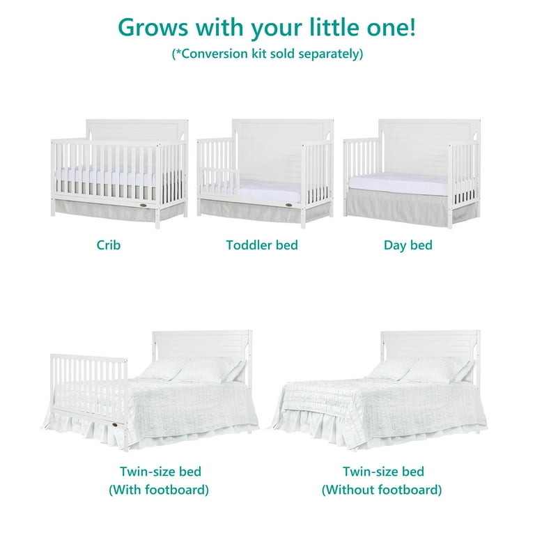 Dream On Me Cape Cod 5 in 1 Convertible Crib White