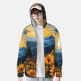 thumbnail image 2 of Gukieu Elegant Sunset Sunflower Print Sun Protection Hoodies for Men and Women, Zippered Long-sleeved Quick-drying UV Protection Shirts, Suitable for Sports, Swimming, Fishing-X-Large, 2 of 7