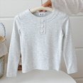 thumbnail image 6 of Teen Girls Shirts Long Sleeve Henley T Shirts Button Up Slim Fit Tops Basic Tees Round Neck Ribbed Knit Shirts Girls Fall Winter Clothes Size 11-12T, 6 of 6