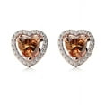 thumbnail image 2 of 24k Rose Gold 1 Ct Halo Heart Plated Citrine Stud Earrings by Paris Jewelry, 2 of 4