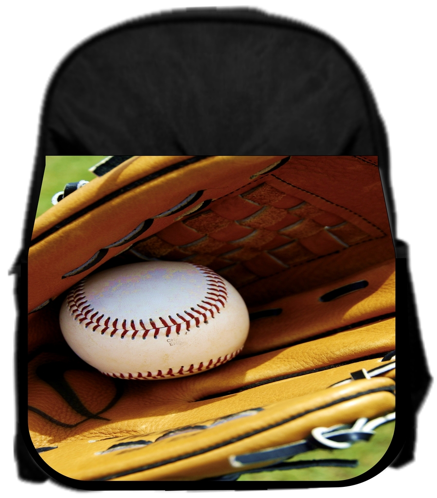 Baseball and Mitt 13" x 10" Black Preschool Toddler Children's Backpack