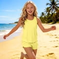 thumbnail image 6 of Xdegoge Girls Tankini Sets Scoop Neck Tank Top Boyshorts Bottom Two Piece Swimsuits Stretchy Quick Dry Fabric Solid Pattern Flattering Modest Athletic Beachwear, 6 of 7