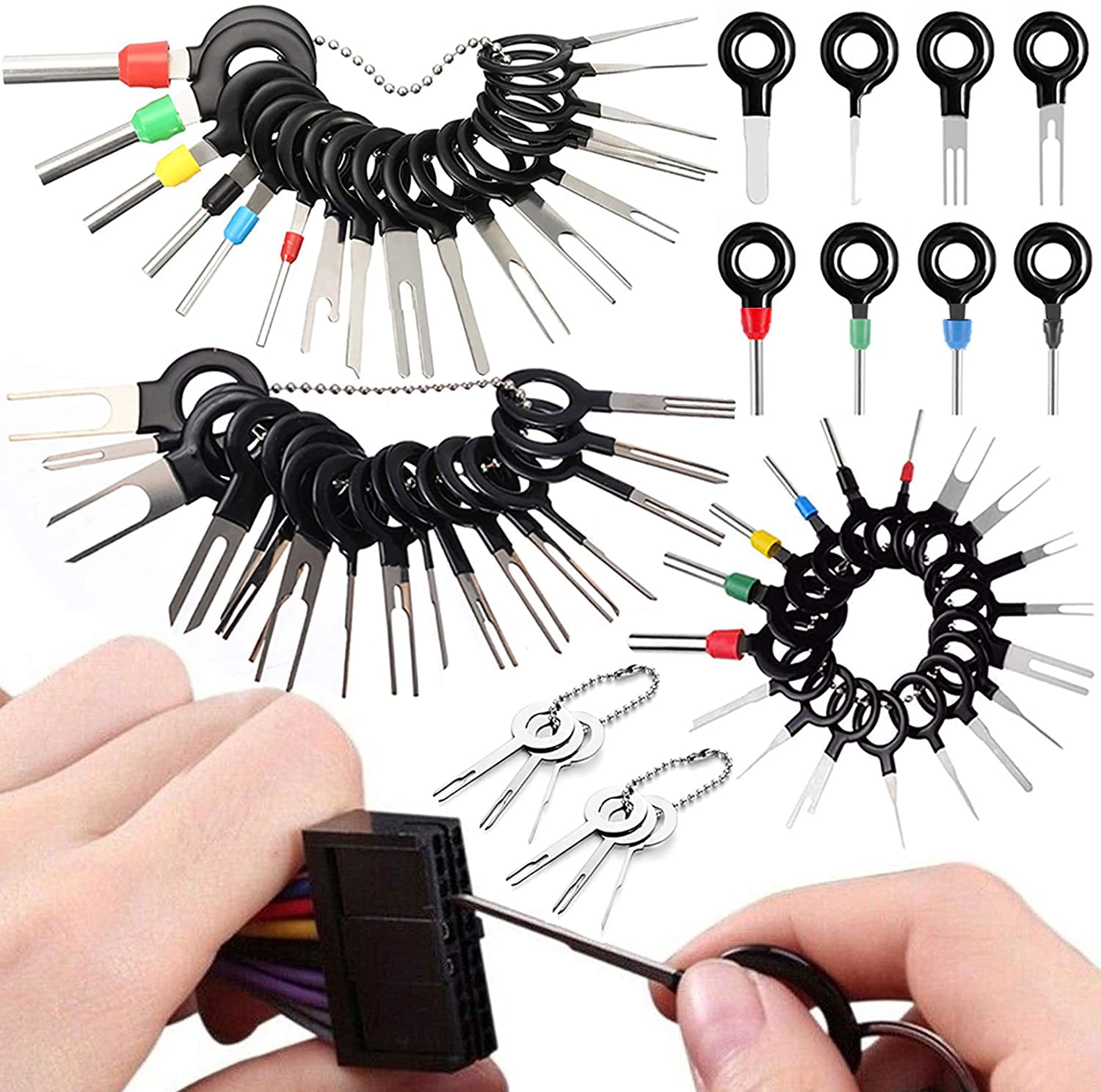 12 Pcs Terminals Removal Tools with Chrome Handle Connector Pin Remover Kit Crimp Wiring Car Electrical Cable with Blue Box 