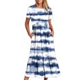 thumbnail image 2 of Penkiiy Women's Summer Striped Print Casual Short Sleeve Crewneck Basic Swing T Shirt Dress Flowy Beach Vacation Sundress XL Blue, 2 of 5