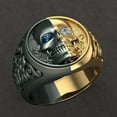 thumbnail image 4 of Mens Skull Ring Blue White Diamond Two Tone Alloy Electroplated Fashion Jewelry Statement Piece Durable Design, 4 of 6