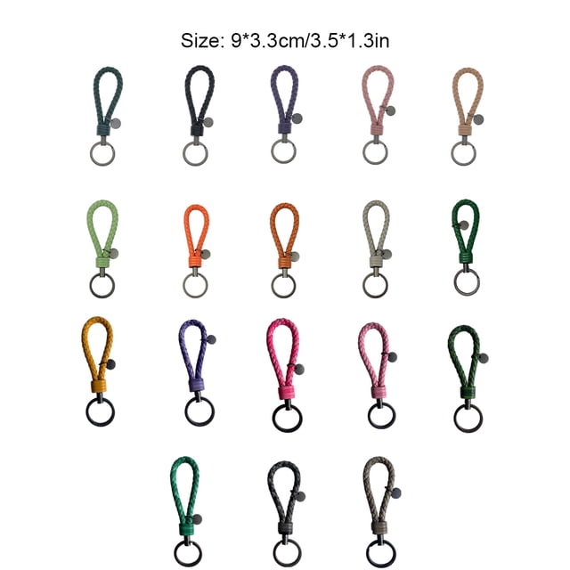 Leather Braided Woven Rope Keychain Lovely DIY Bag Hanging Pendant Exquisite Key Chain Car Keyring Holder Metal Jewelry for Men Brown